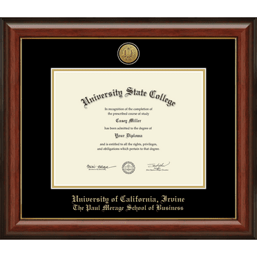 University of California Irvine The Paul Merage School of Business Diploma Frame, Document Size 11" x 8.5"