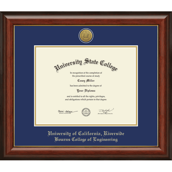 University of California Riverside Bourns College of Engineering Diploma Frame, Document Size 11" x 8.5"
