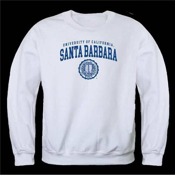 University of California, Santa Barbara Gauchos Seal Crewneck Sweatshirt, White - 2XL