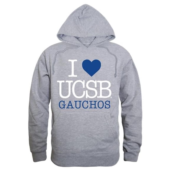 University of California, Santa Barbara I Love Hoodie, Heather Grey - Large