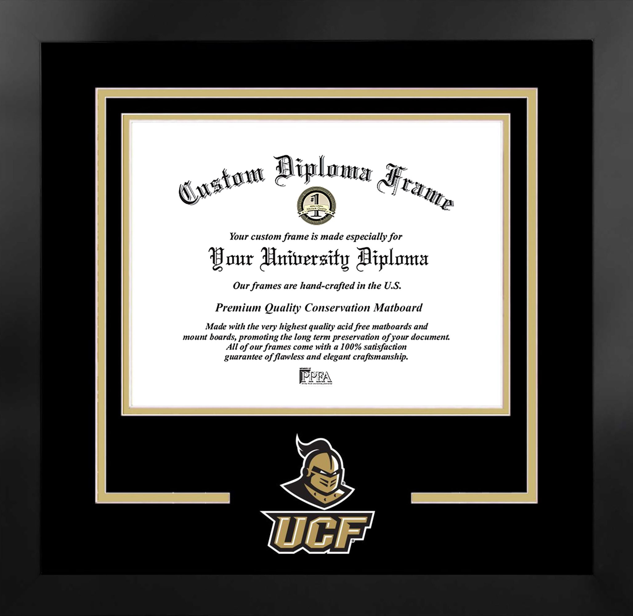 University of Central Florida 14w x 11h Spirit Diploma Manhattan Black Frame with Bonus Campus Images Lithograph (value savings $59)