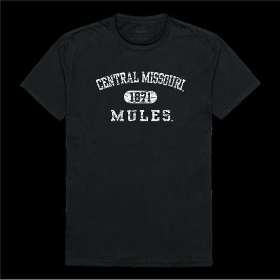 University of Central Missouri Mules Distressed Arch College T-Shirt, Black - 2XL