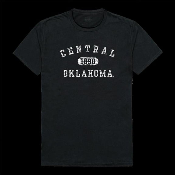 University of Central Oklahoma Bronchos Distressed Arch College T-Shirt, Black - Large