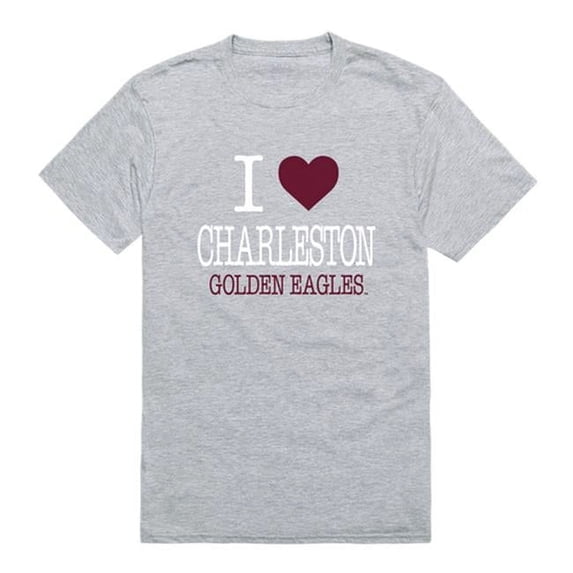 University of Charleston Golden Eagles I Love T-Shirt, Heather Grey - Large