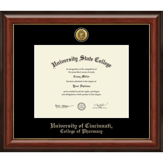 University of Cincinnati College of Pharmacy Diploma Frame, Document Size 11" x 8.5"