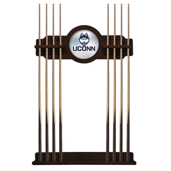 University of Connecticut Solid Wood Cue Rack with a English Tudor Finish