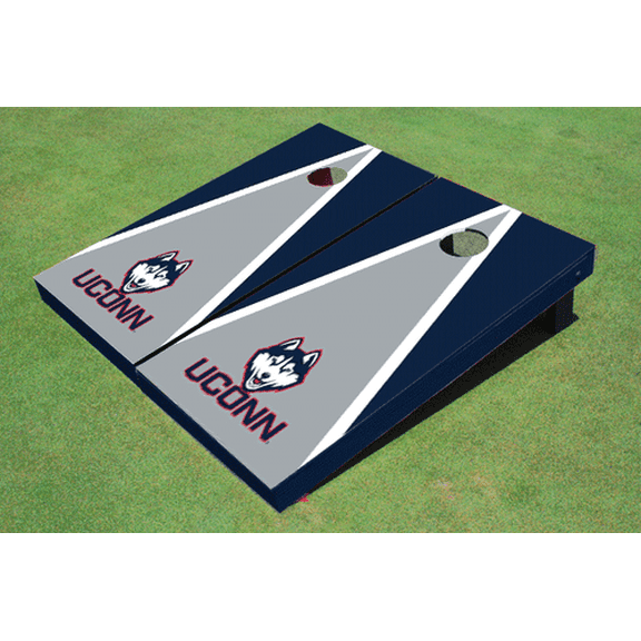 University of Connecticut "UConn" Gray and Navy Matching Triangle Cornhole Boards