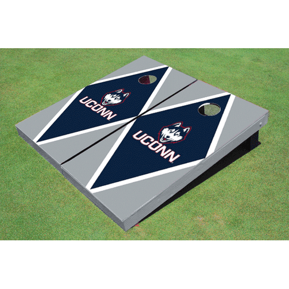 University of Connecticut "UConn" Navy and Gray Matching Diamond Cornhole Boards