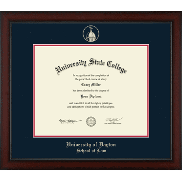University of Dayton School of Law Diploma Frame, Document Size 15" x 12"