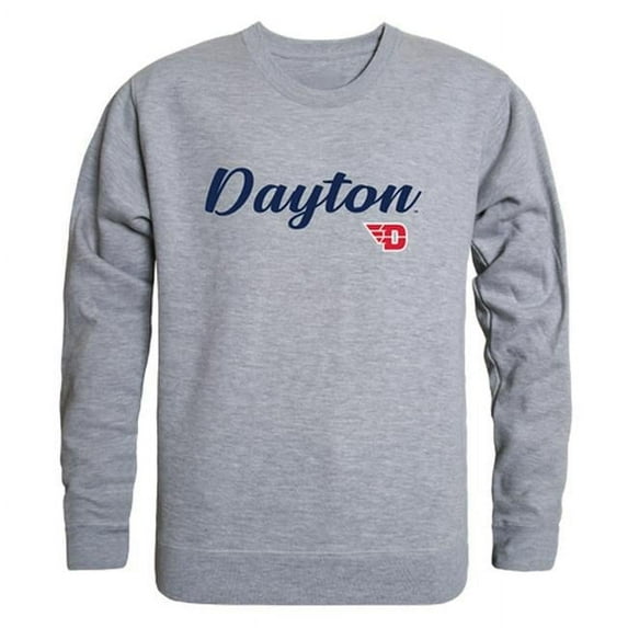 University of Dayton Script Crewneck T-Shirt, Heather Grey - Medium