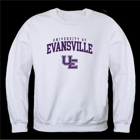 University of Evansville Purple Aces Seal Crewneck Sweatshirt, White - Extra Large