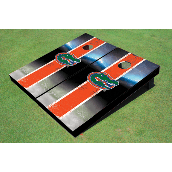 University of Florida Field Long Stripe Matching Orange Themed Cornhole Boards