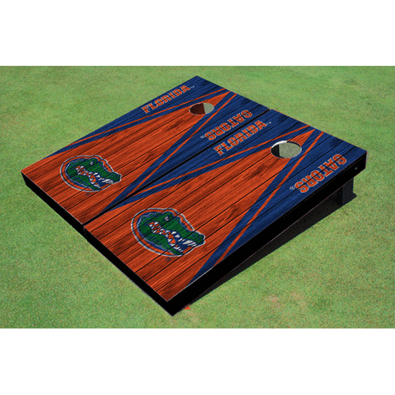 University of Florida Orange and Royal Matching Wood Look Triangle Cornhole Boards