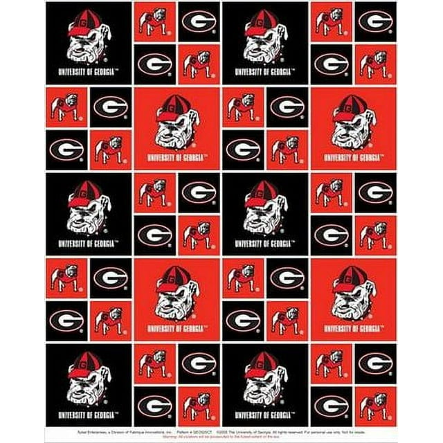 University of Georgia Fabric Fine Cotton Classic Geometric Design-Sold by the Yard