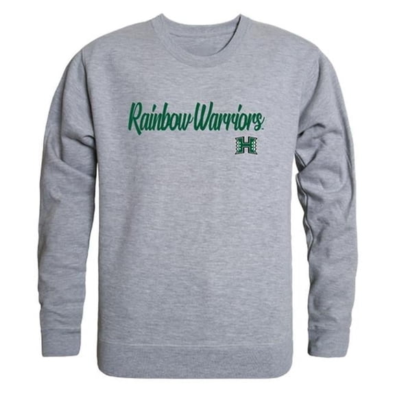 University of Hawaii Script Crewneck T-Shirt, Heather Grey - Extra Large