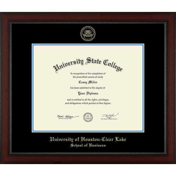 University of Houston-Clear Lake School of Business Diploma Frame, Document Size 14" x 11"
