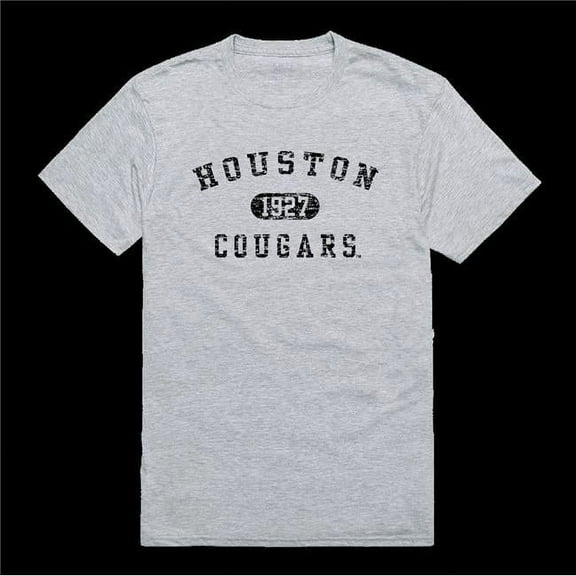 University of Houston Cougars Distressed Arch College T-Shirt, Heather Grey - Small