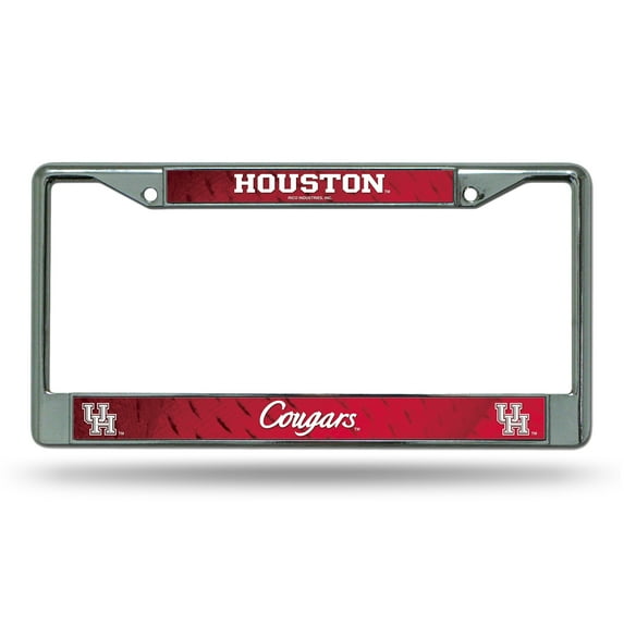 University of Houston Cougars Metal Chrome License Plate Frame Tag Cover, 12x6 Inch