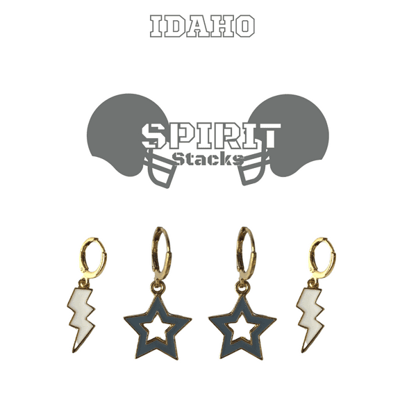 University of Idaho Spirit Stack white enamel bolts and grey statement open starboys