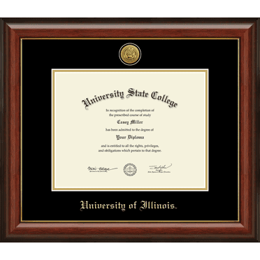 University of Illinois Diploma Frame, Document Size 11" x 8.5"