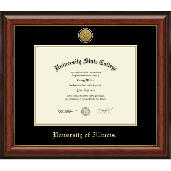 University of Illinois Diploma Frame, Document Size 11" x 8.5"