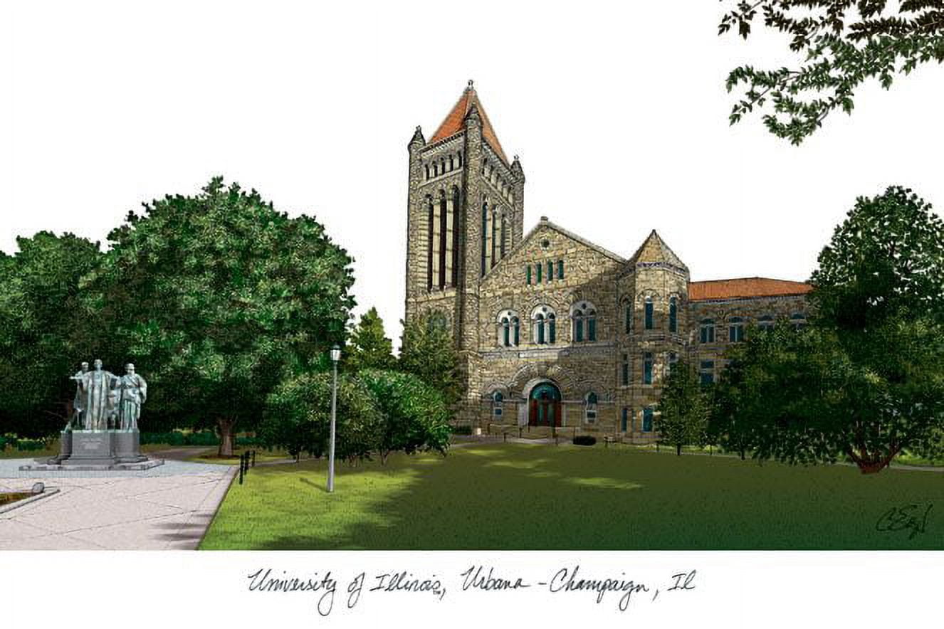 University of Illinois Fighting Illini 11w x 8.5h Spirit Diploma Manhattan Black Frame with Bonus Campus Images Lithograph (value savings $59)