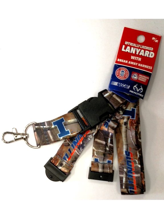 University of Illinois Fighting Illini Camo Lanyard Keychain Double Sided Breakaway Safety Design Adult 18 Inch