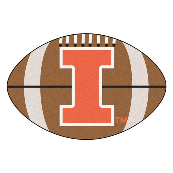 FANMATS NCAA University of Illinois Sports Team Logo Football Rug - 20.5" W x 32.5" L