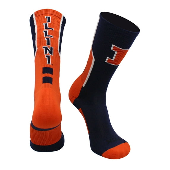 University of Illinois Fighting Illini Perimeter Crew Socks (Navy/Orange/White, Medium)