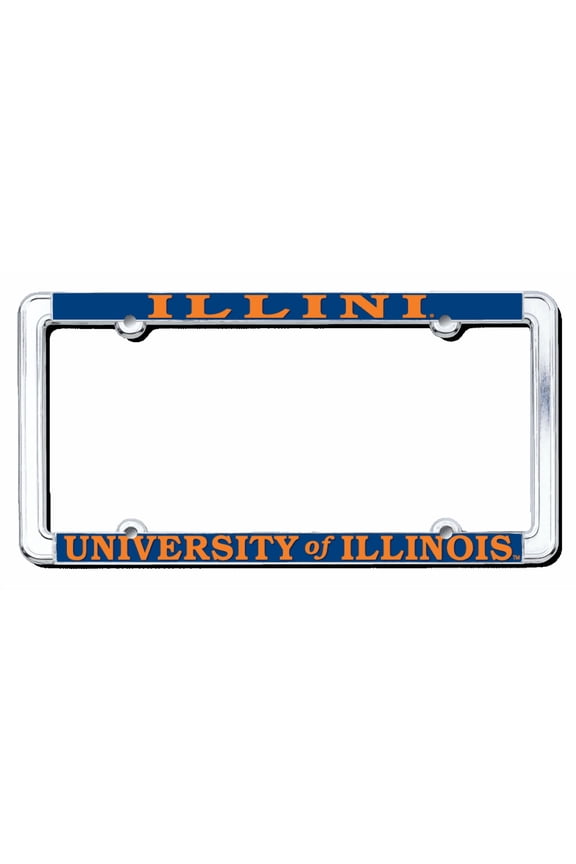 University of Illinois ILLINI Raised Letters Thin Rim Chrome License Plate Frame
