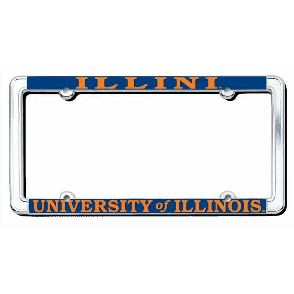 University of Illinois ILLINI Raised Letters Thin Rim Chrome License Plate Frame