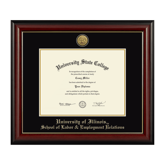 Framerly - UIUC Labor Diploma Frame with Black and Gold Mat