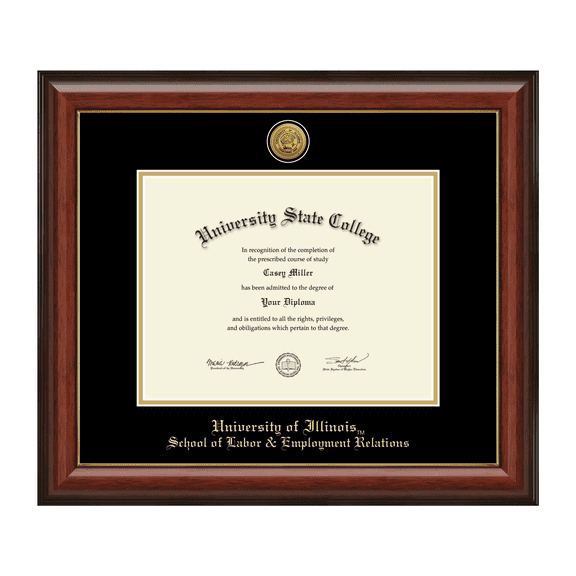 Framerly - UIUC Labor Diploma Frame with Black and Gold Mat