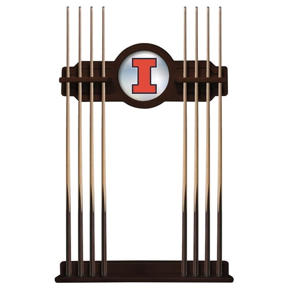 University of Illinois Solid Wood Cue Rack with a English Tudor Finish