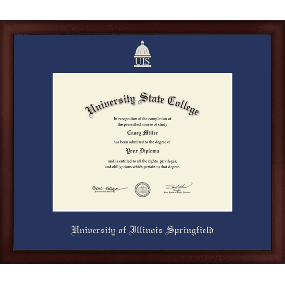 University of Illinois Springfield Diploma Frame, Document Size 11" x 8.5"
