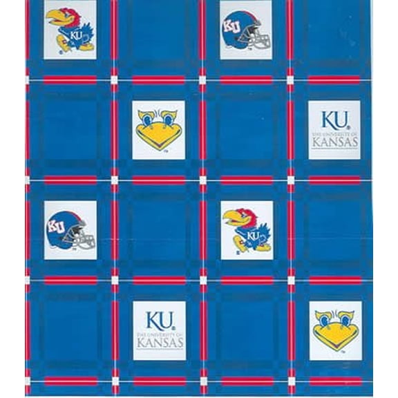Easy Care Wipe-Clean College Sports Grid Logos Vinyl Tablecloth KU