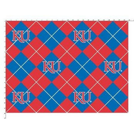 University of Kansas Fabric Super Soft Collegiate Fleece Argyle Design-Sold by the Yardign