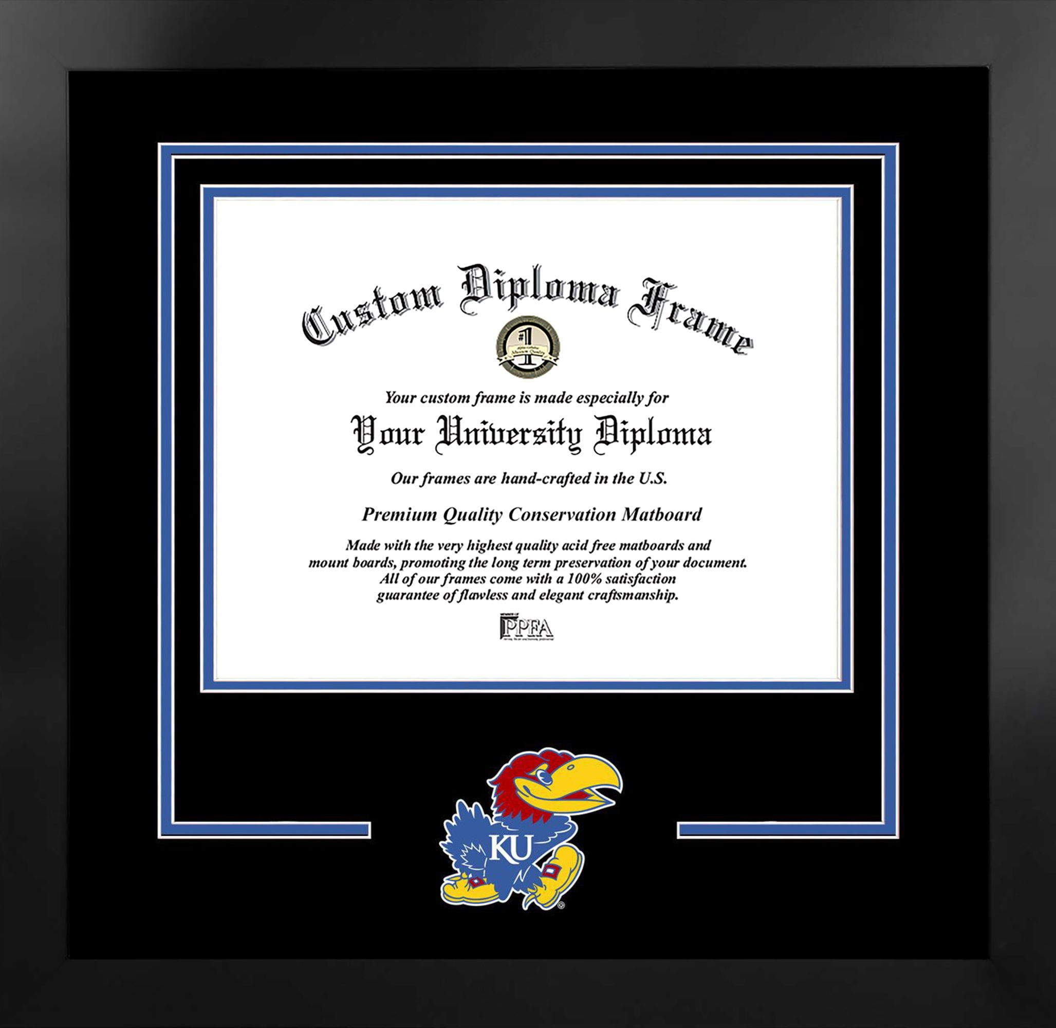 University of Kansas Jayhawks 11w x 8.5h Spirit Diploma Manhattan Black Frame with Bonus Campus Images Lithograph (value savings $59)