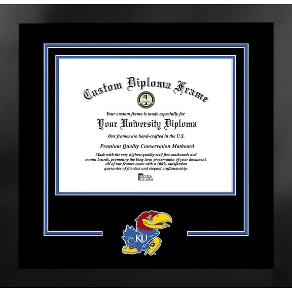 University of Kansas Jayhawks 12w x 9h Spirit Diploma Manhattan Black Frame with Bonus Campus Images Lithograph (value savings $59)