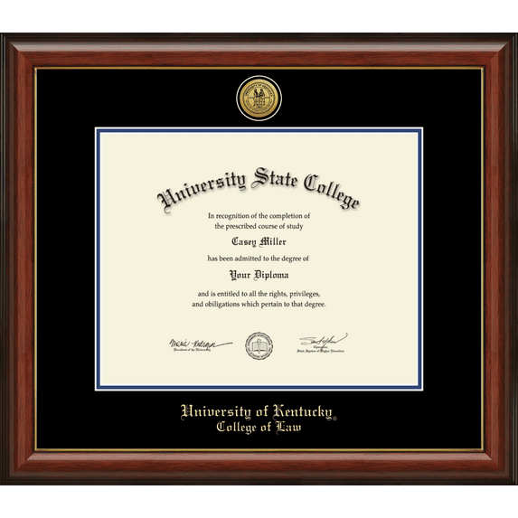 University of Kentucky College of Law Diploma Frame, Document Size 15" x 12"