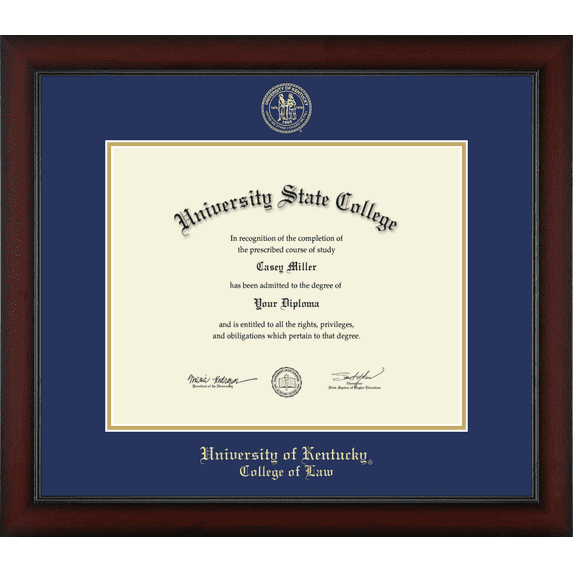 University of Kentucky College of Law Diploma Frame, Document Size 15" x 12"