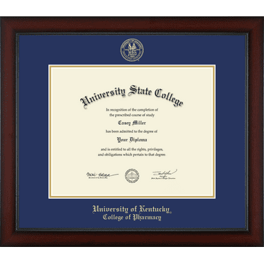 University of Kentucky College of Pharmacy Diploma Frame, Document Size 15" x 12"