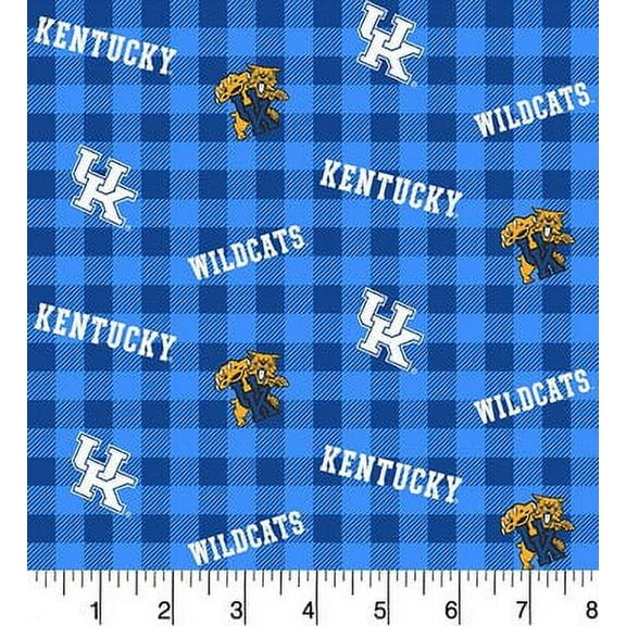 University of Kentucky Cotton Fabric-Sold by the Yard-Buffalo Plaid Design