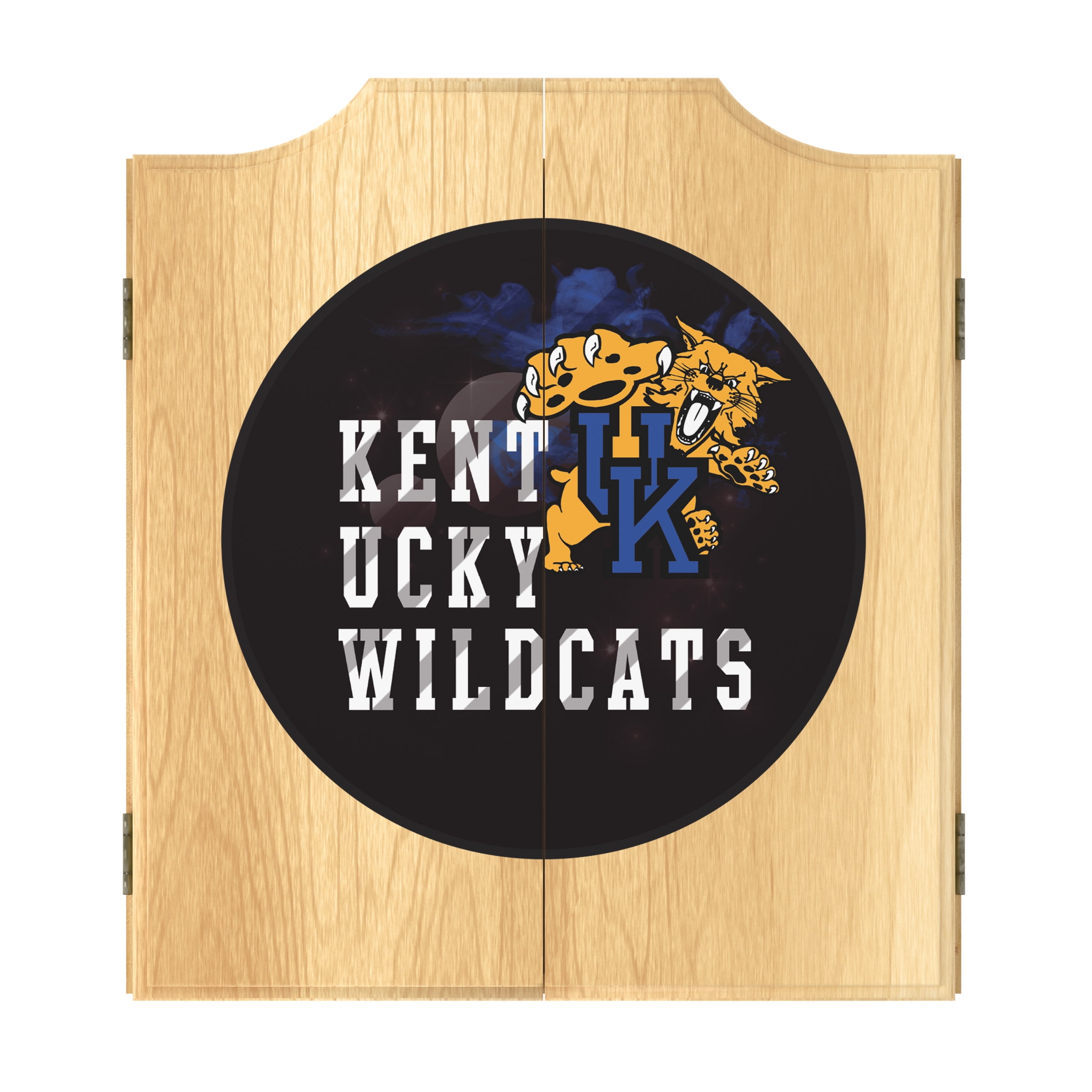University of Kentucky Smoke Dart Board Cabinet Set with 6 Steel Tip Darts