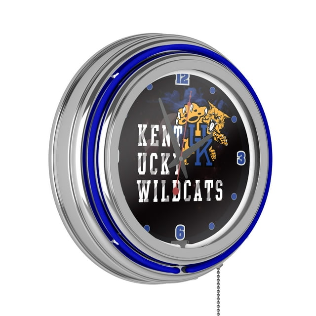 University of Kentucky Wildcats Chrome Double Rung Neon Clock - Smoke