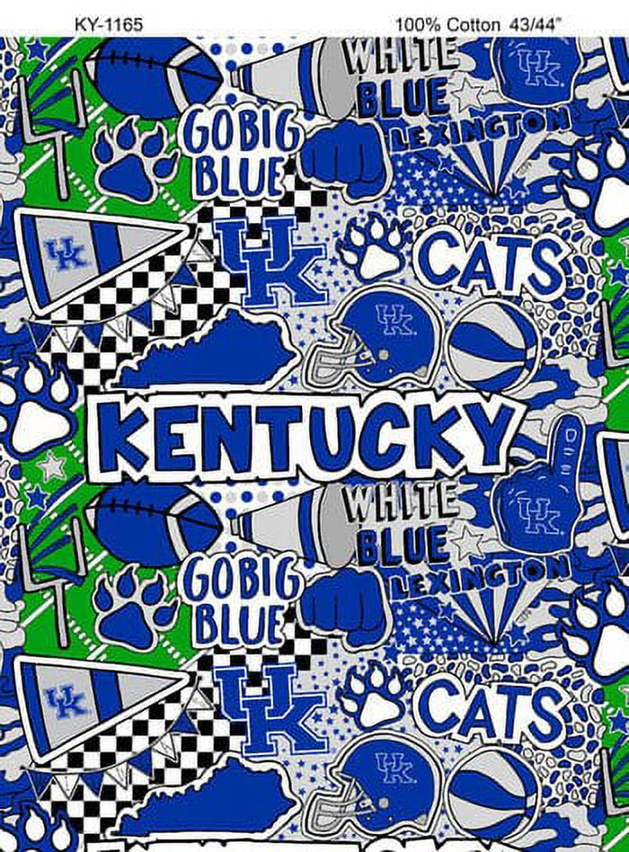 University of Kentucky Wildcats Pop Art Graffiti Print Cotton Fabric-Sold by the yard
