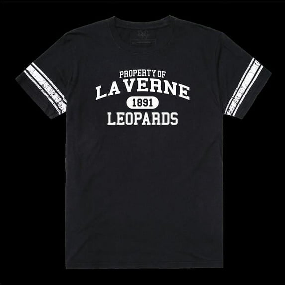 University of La Verne Leopards Property Football T-Shirt, Black - Medium