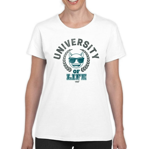 University of Life - Dark Emoji College Style Graphic Women's T-shirt