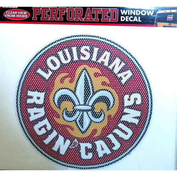 University of Louisiana at Lafayette Ragin Cajuns 8 Inch Preforated Window Film Decal Sticker, One-Way Vision, Adhesive Backing