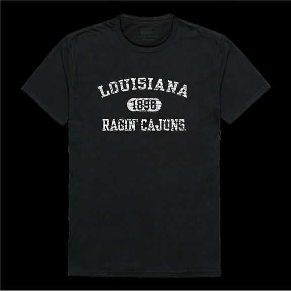 University of Louisiana at Lafayette Ragin Cajuns Distressed Arch College T-Shirt, Black - Extra Large